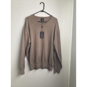 F/X Fusion‎ Sweater Mens XXL V-Neck Pullover Brown New Cotton Blend 2XL